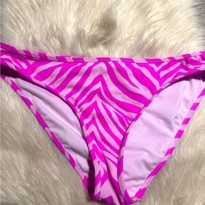 NWT Jessica Simpson Electric Zebra Triangle Bikini Bottom Pink & White  L